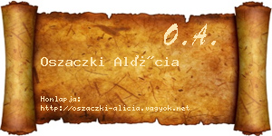 Oszaczki Alícia névjegykártya